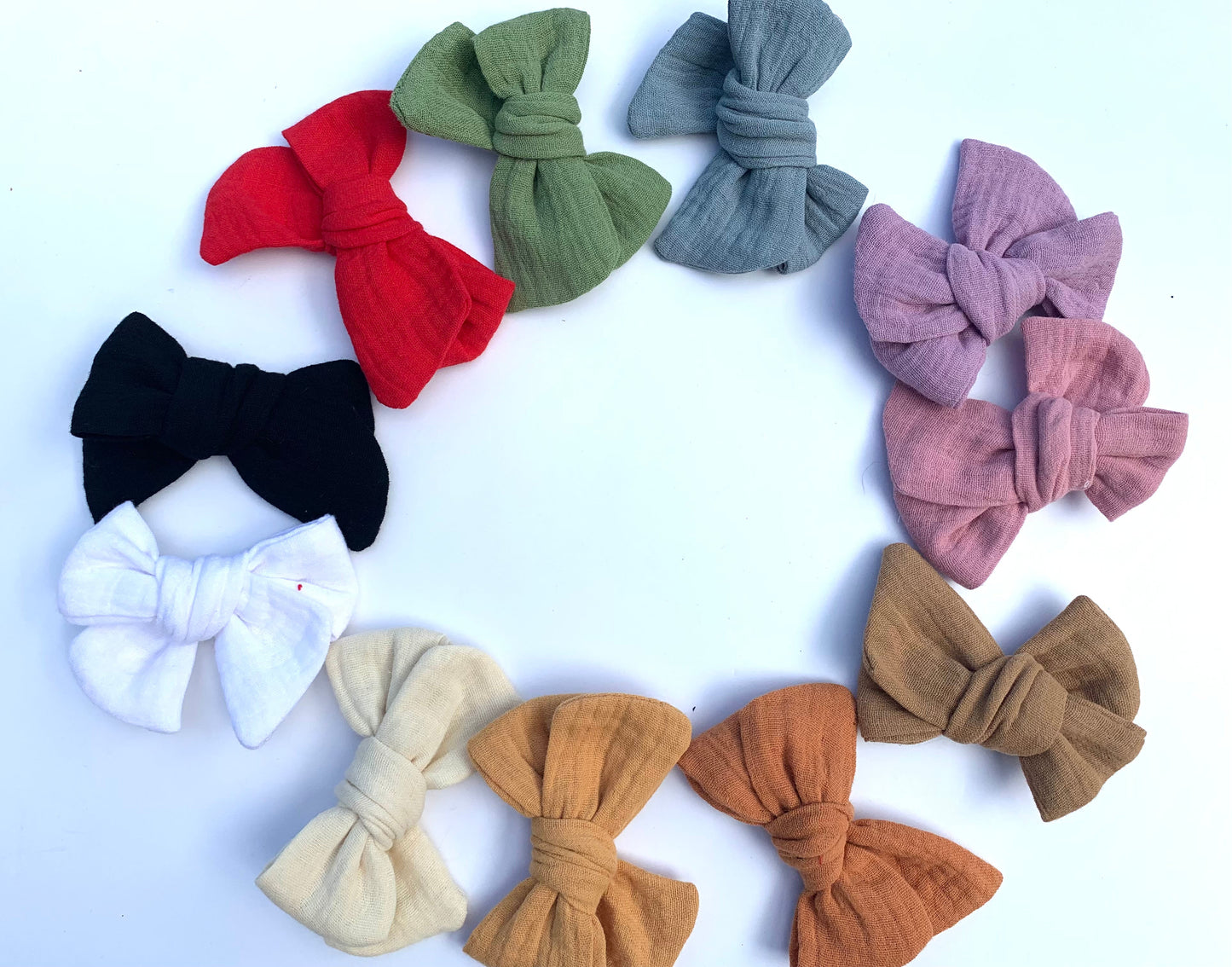 *Solid Muslin Hair Bows on Nylon Headband