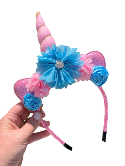 *Pink and Aqua Unicorn Headband