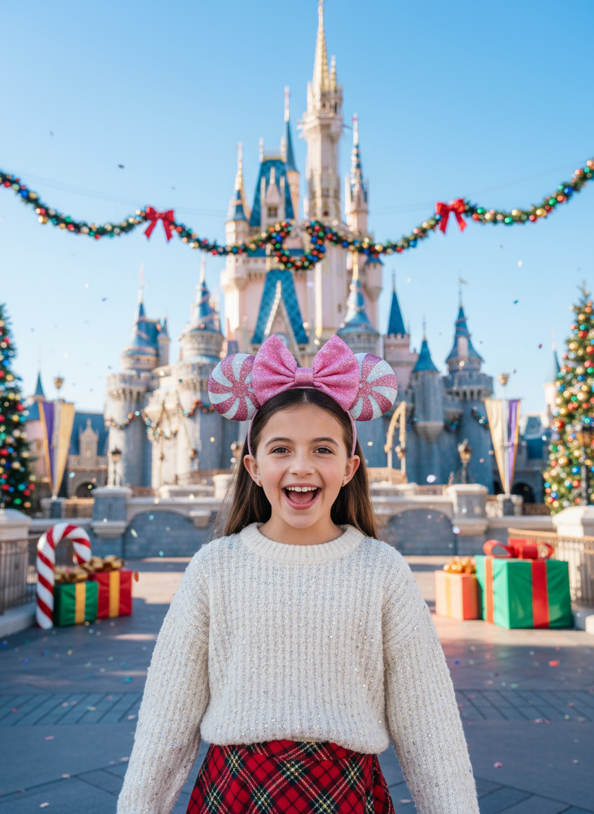 Pink Candy Cane Mouse Ears Lifestyle Image