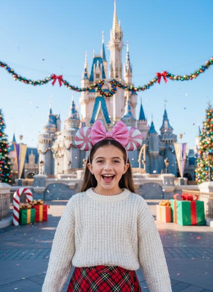 Pink Candy Cane Mouse Ears Lifestyle Image