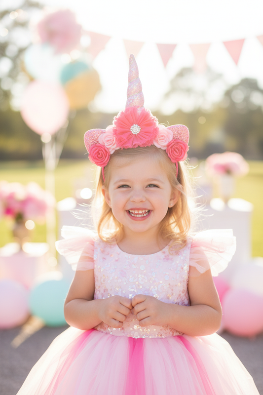Pink & Hot Pink Unicorn Headband Lifestyle