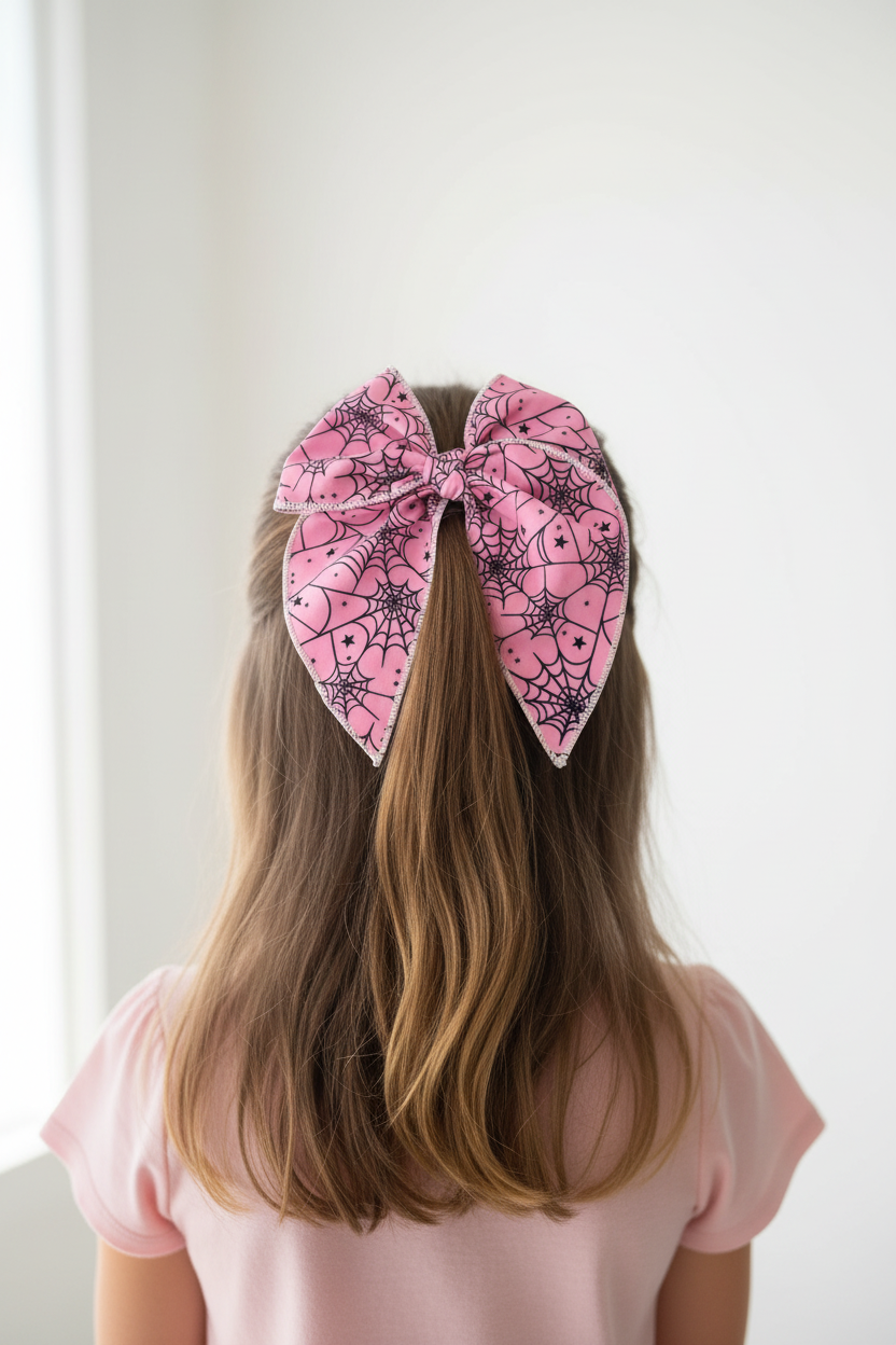 Pink Spider Web Hair Bow Lifestyle