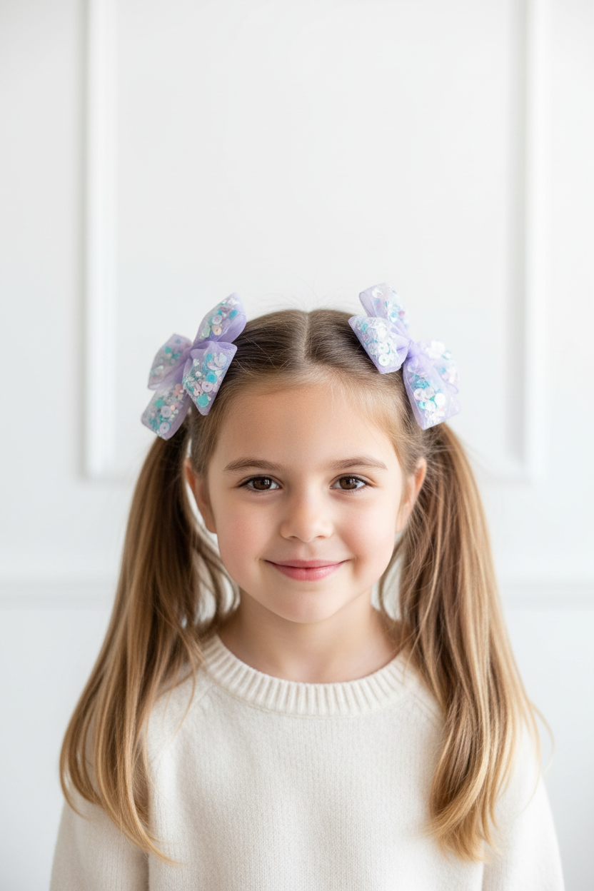 Purple Mermaid Pigtail Bows Lifestyle