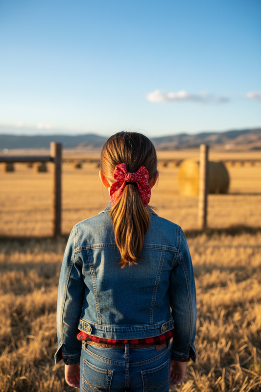 Red Bandana Bow Western - Smaller Bow