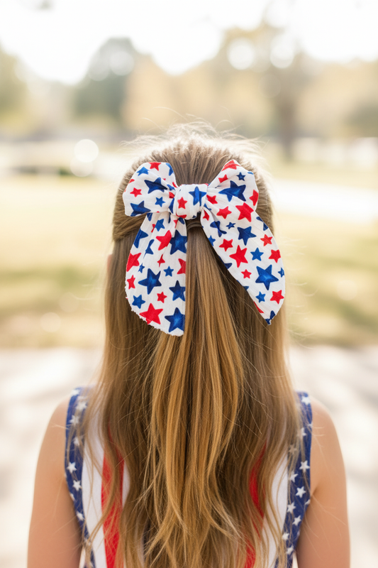 Red & Blue Stars Bow Lifestyle - Correct Size