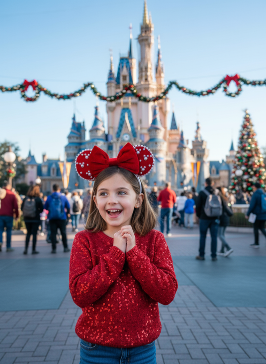 Red Velvet Pearl Mouse Ears Lifestyle Image