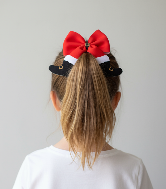 Santa bow lifestyle image - girl with ponytail