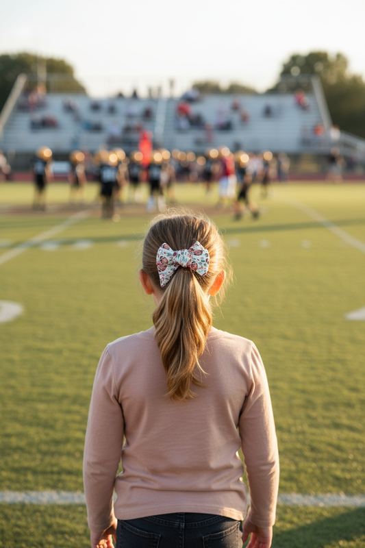 Small Floral Football Bow Lifestyle