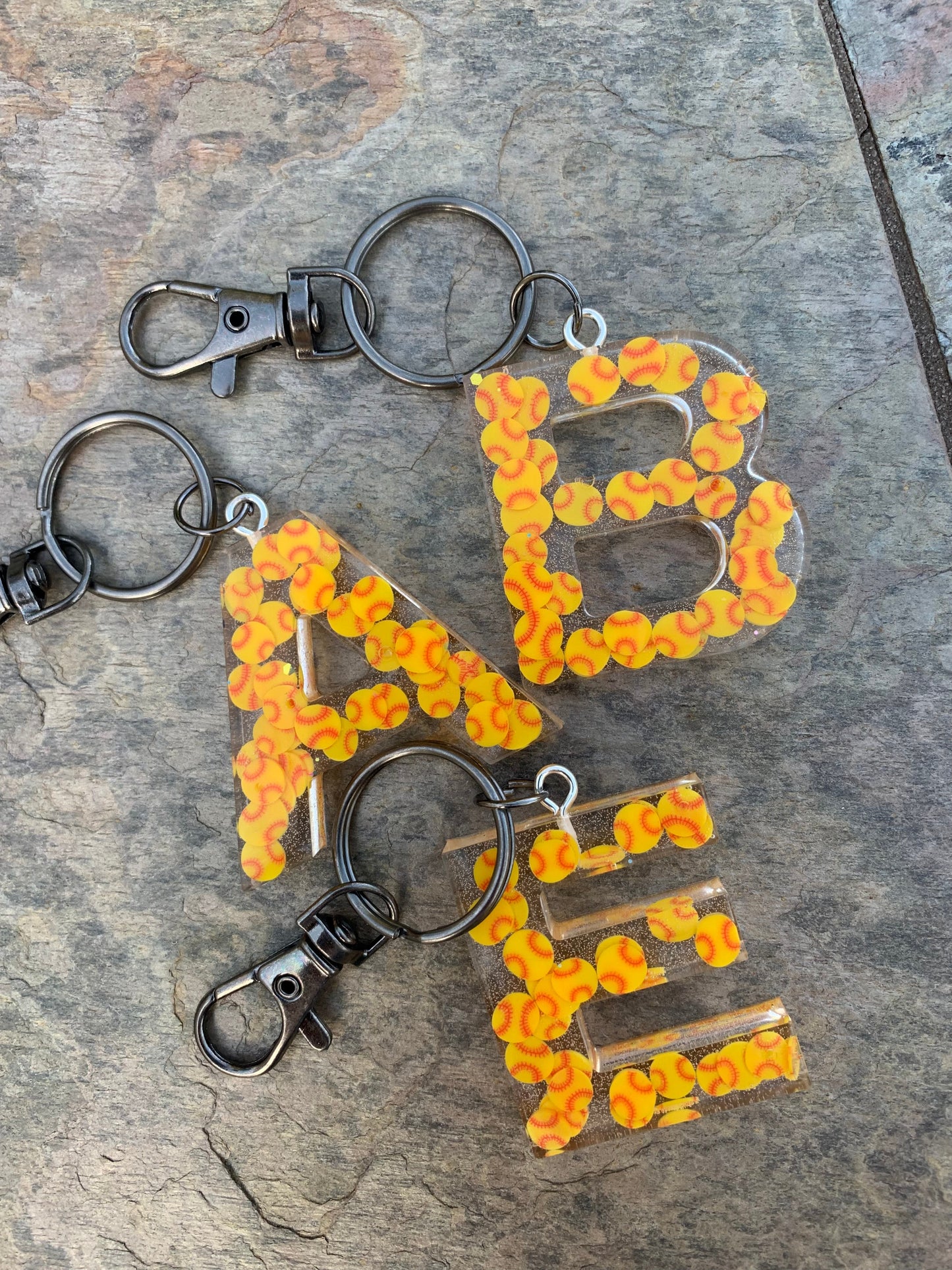 Football Resin Letter Keychains