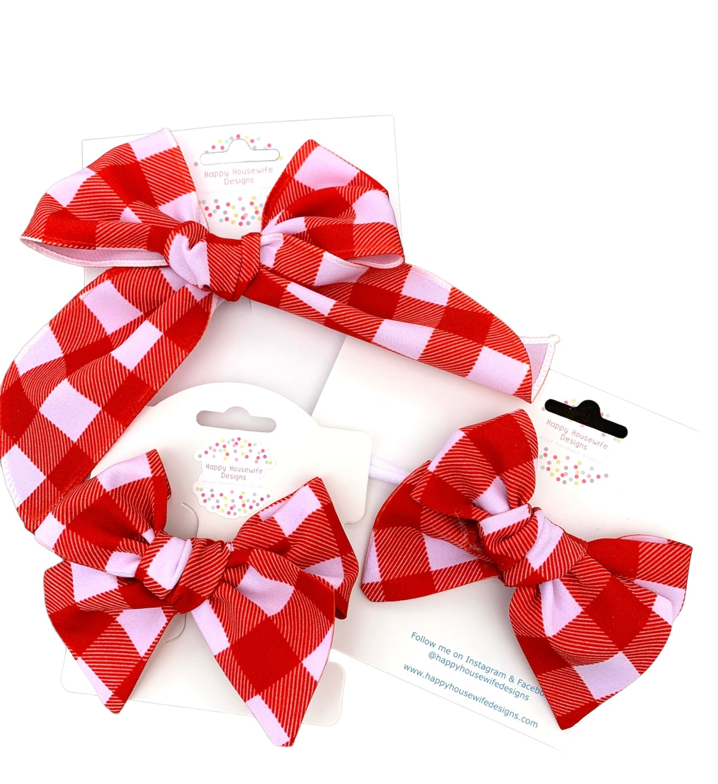 *Red Picnic Plaid Hair Bows