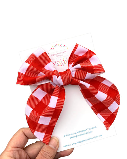 *Red Picnic Plaid Hair Bows