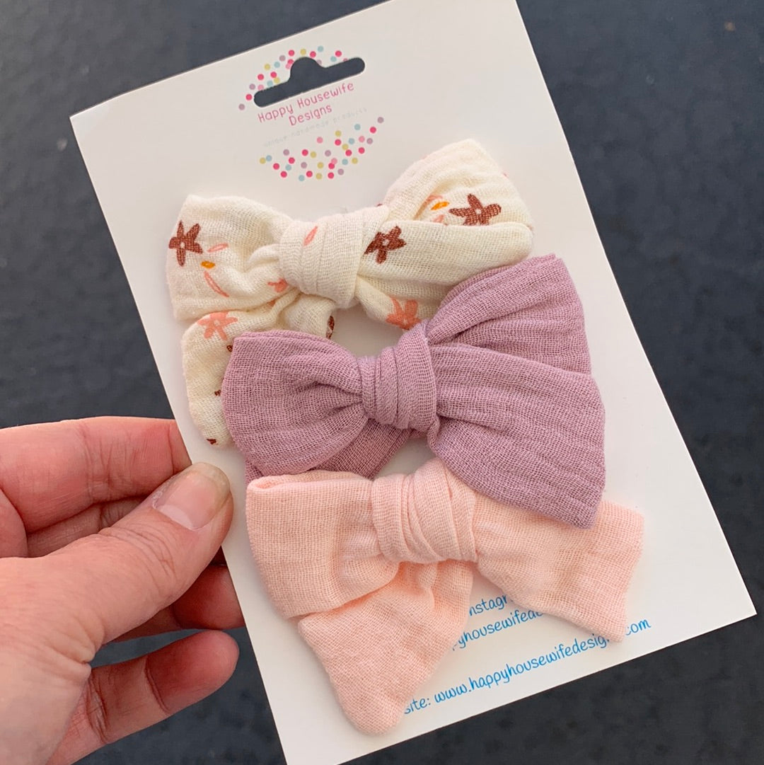 Muslin Hair Bow Sets