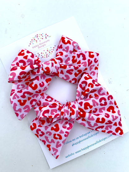 *Red and Pink Leopard Hair Bows