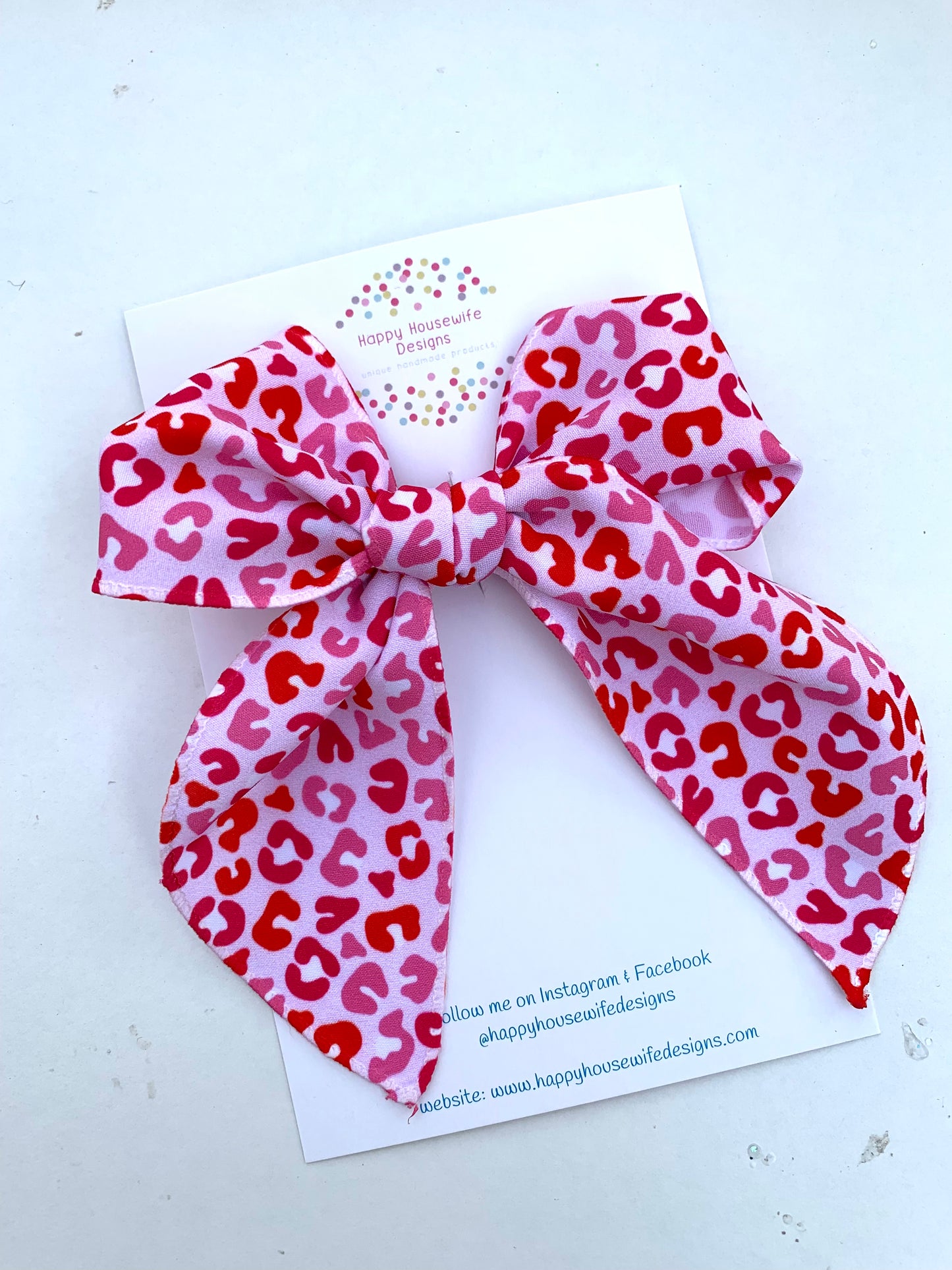 *Red and Pink Leopard Hair Bows