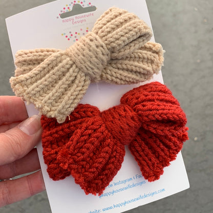 Knit Sweater Hair Bows