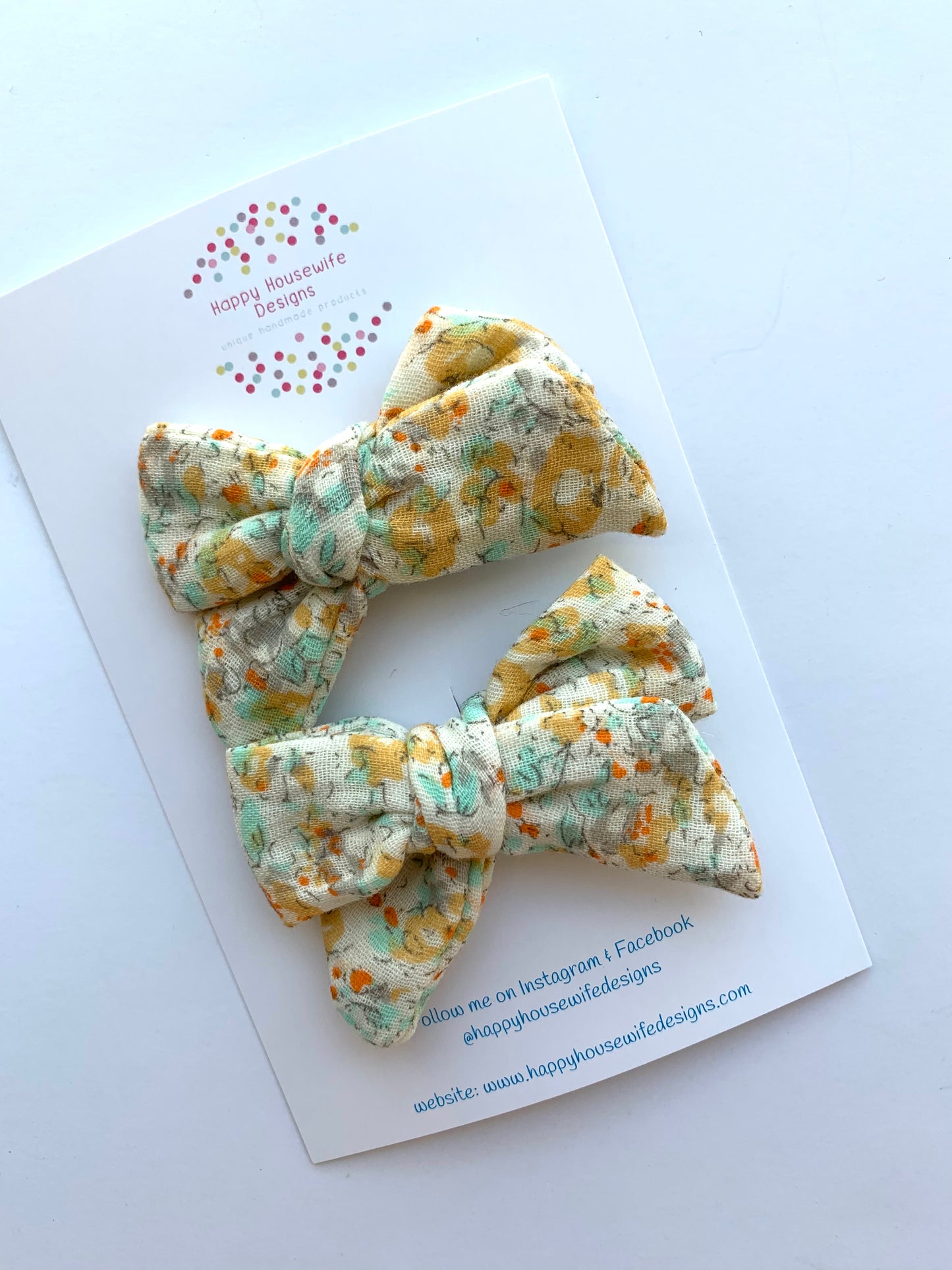 Patterned Muslin Hair Bow Sets