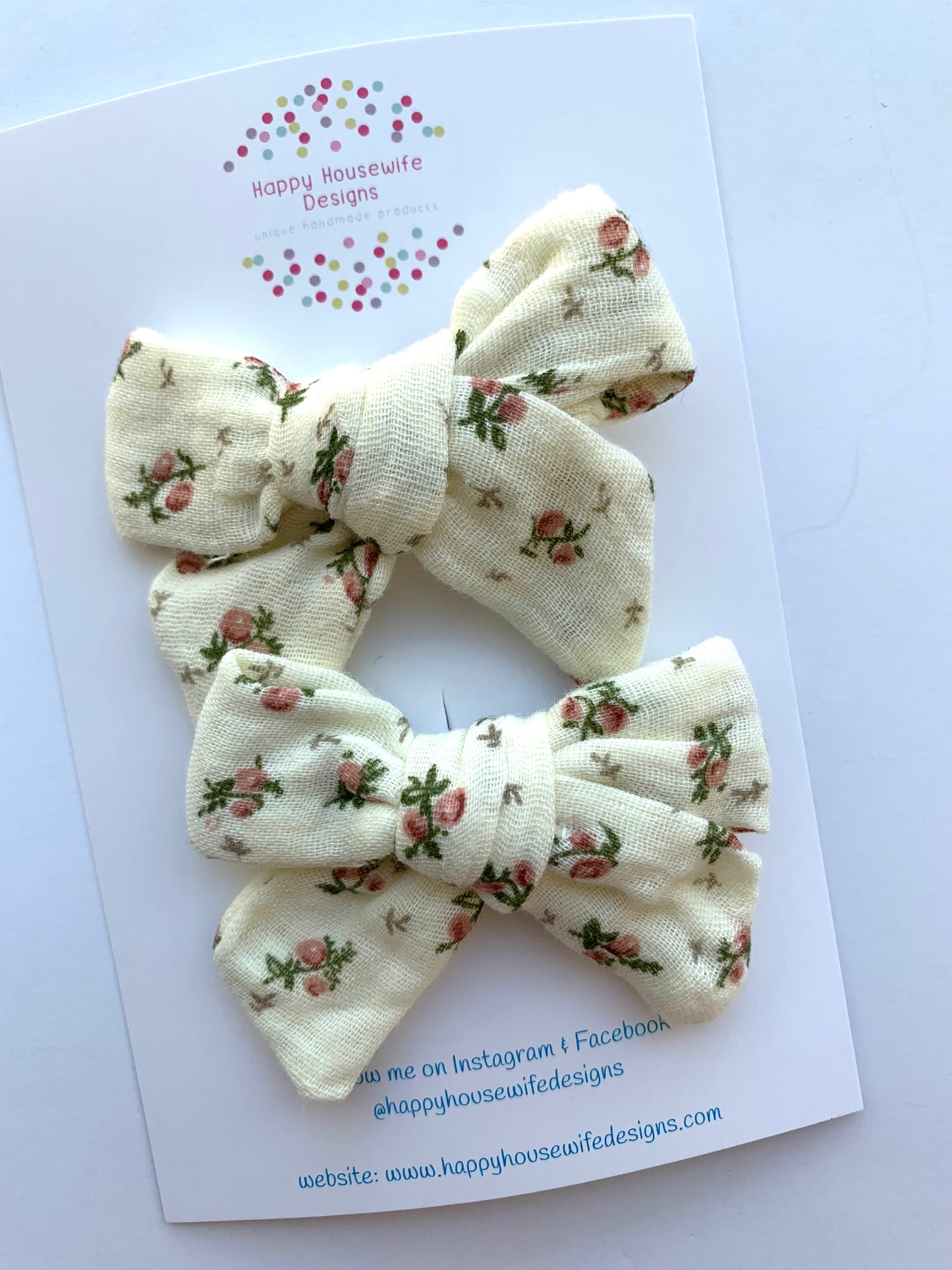 Patterned Muslin Hair Bow Sets