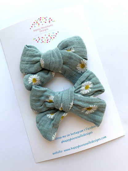 Patterned Muslin Hair Bow Sets