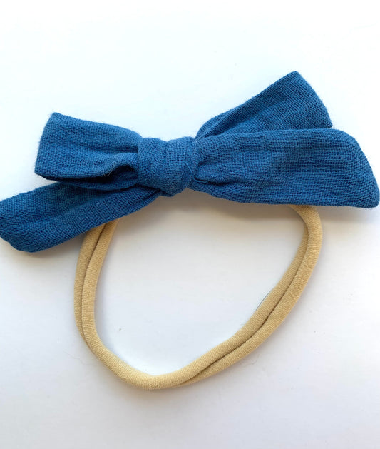 *Mini Muslin Bows Nylon Headbands