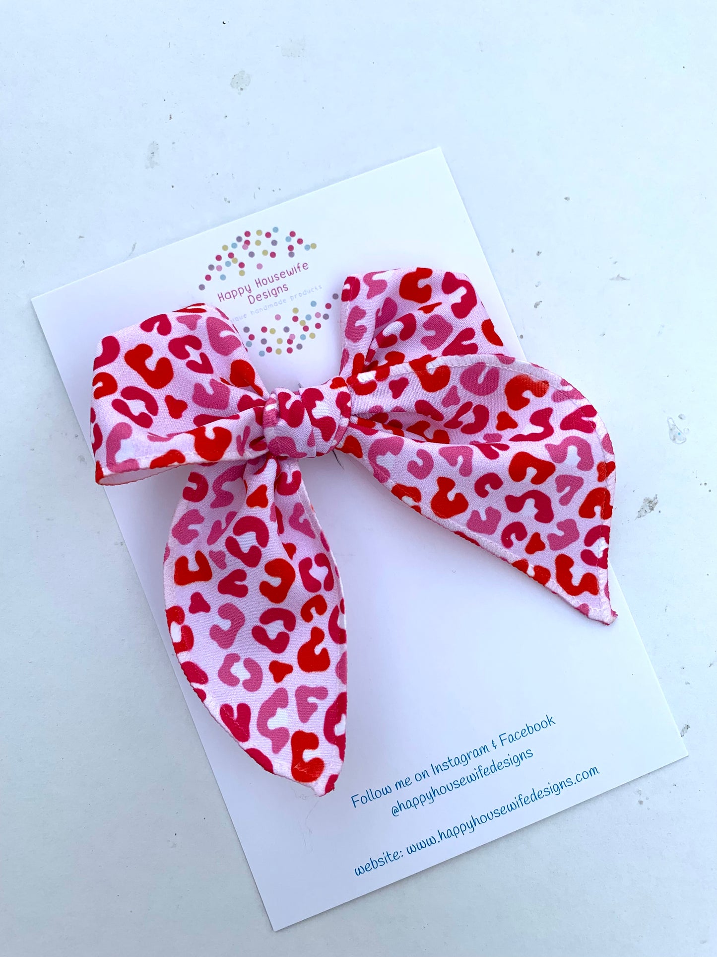 *Red and Pink Leopard Hair Bows