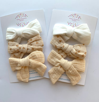 Muslin Hair Bow Sets