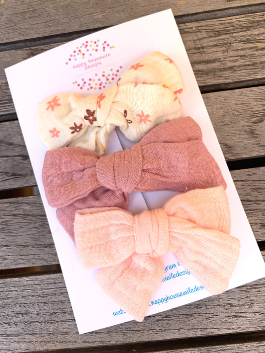 Muslin Hair Bow Sets